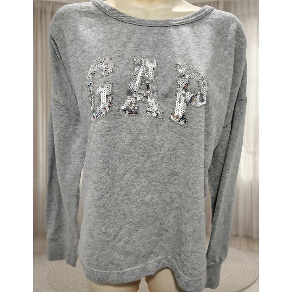 GAP Women's Silver Sequin Sweater Sz L / Large - Long sleeve